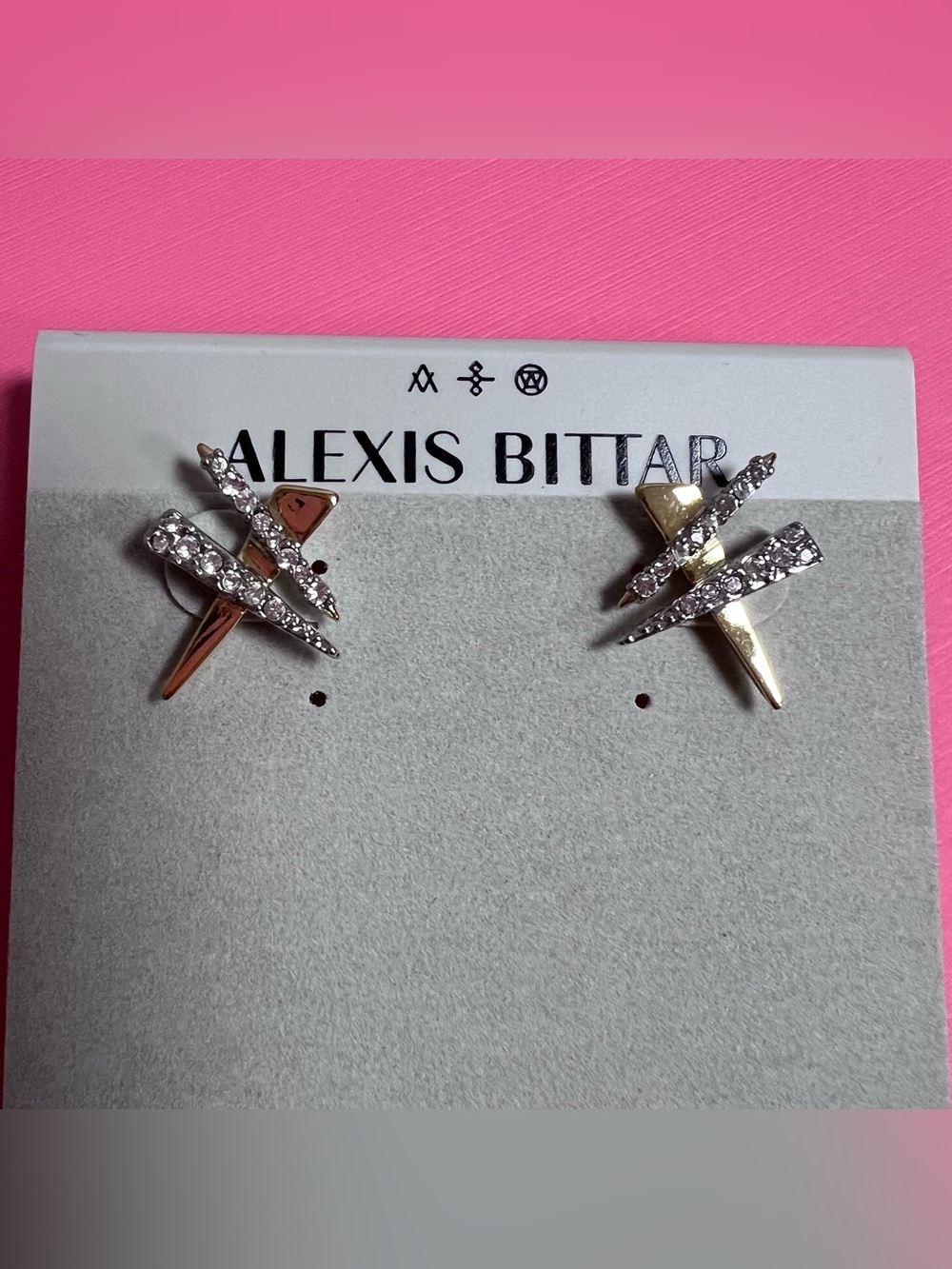 Alexis Bittar Crystal Encrusted Plaid Post Earrings NWT